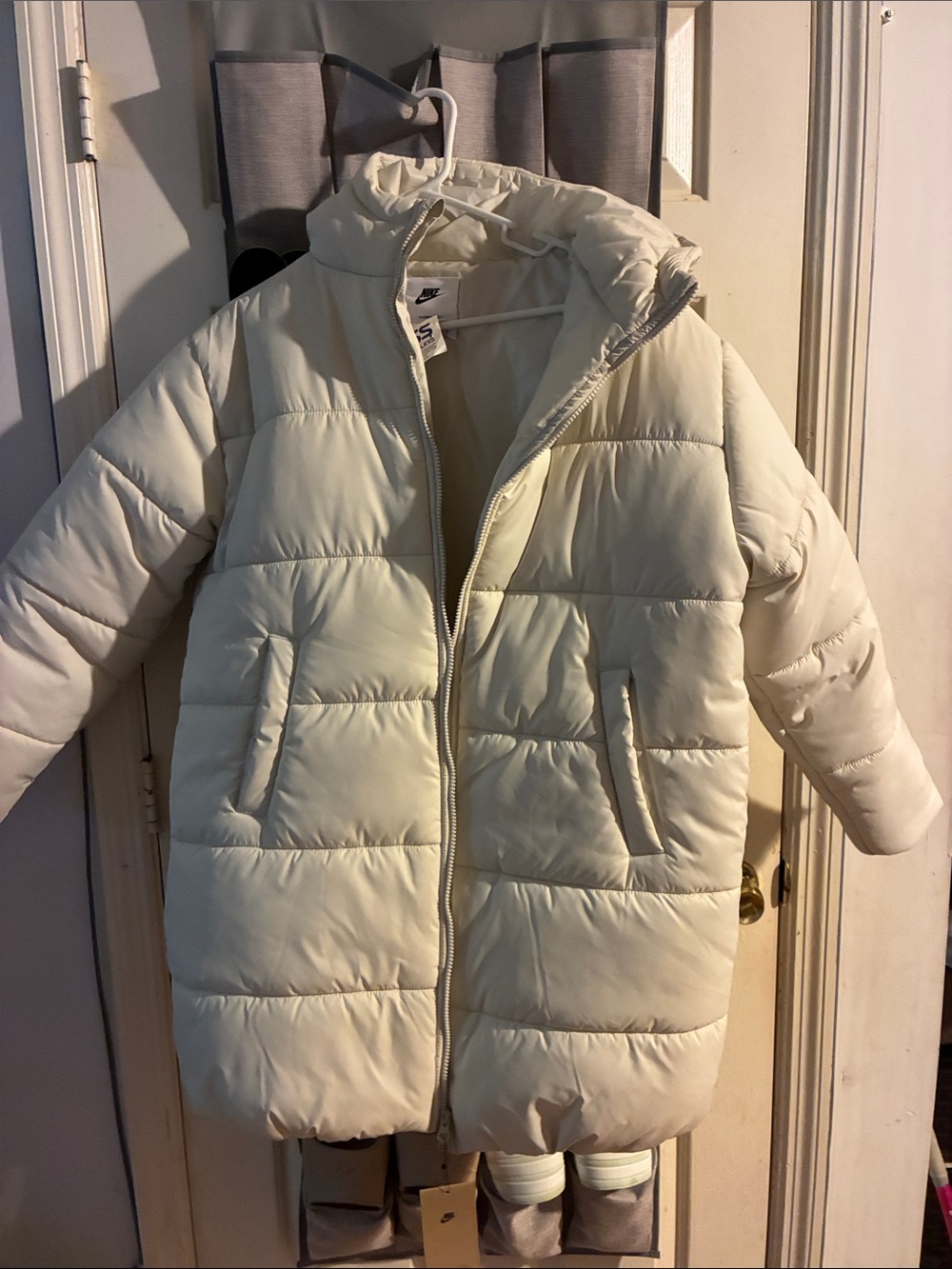 Nike Women Ivory Puffer Coat with Hood